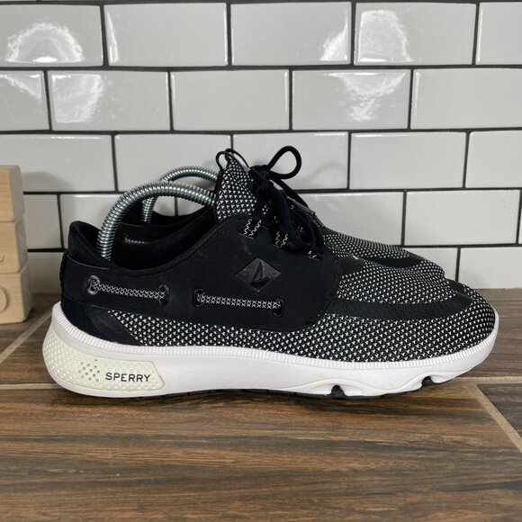 Sperry 7 Seas 3 Eye Womens Size 8.5 Shoes Black White Lightweight Sport Sneakers - Picture 6 of 15